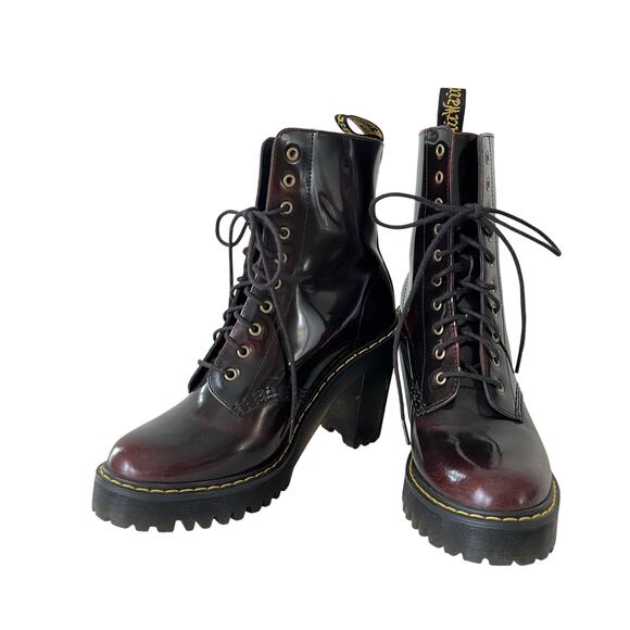 Dr. Martens Shoes - Dr Martens Kendra Arcadia Leather Heeled Boots Cherry Red Women’s 6